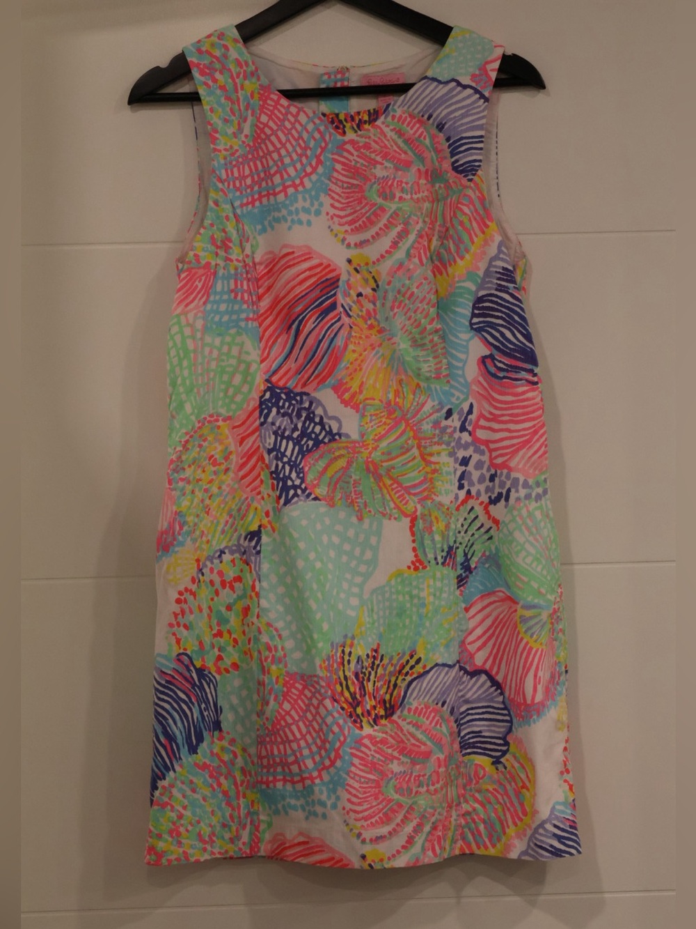 Lilly Pulitzer Shell Print Shift Dress Sleeveless Cotton Size 8